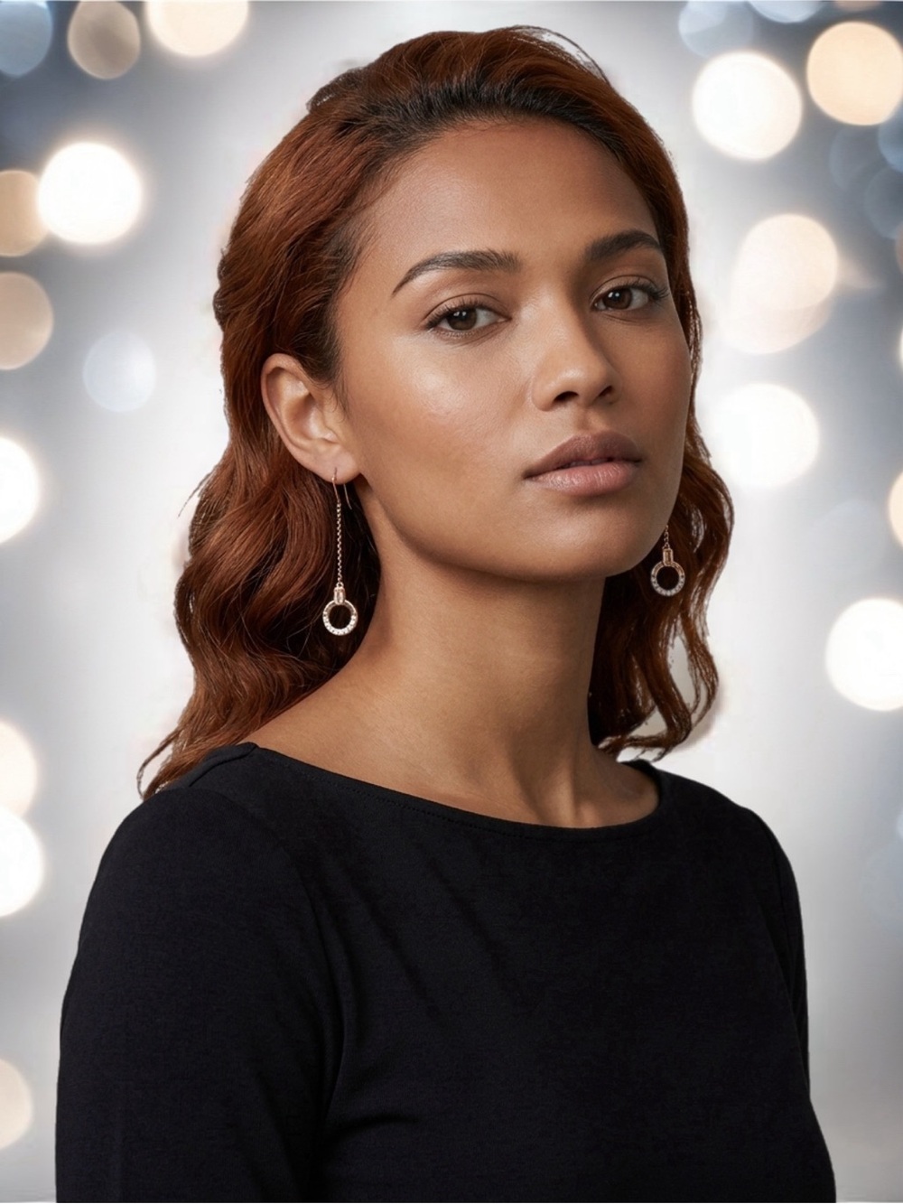 Gold Tone Circle Drop Earrings
